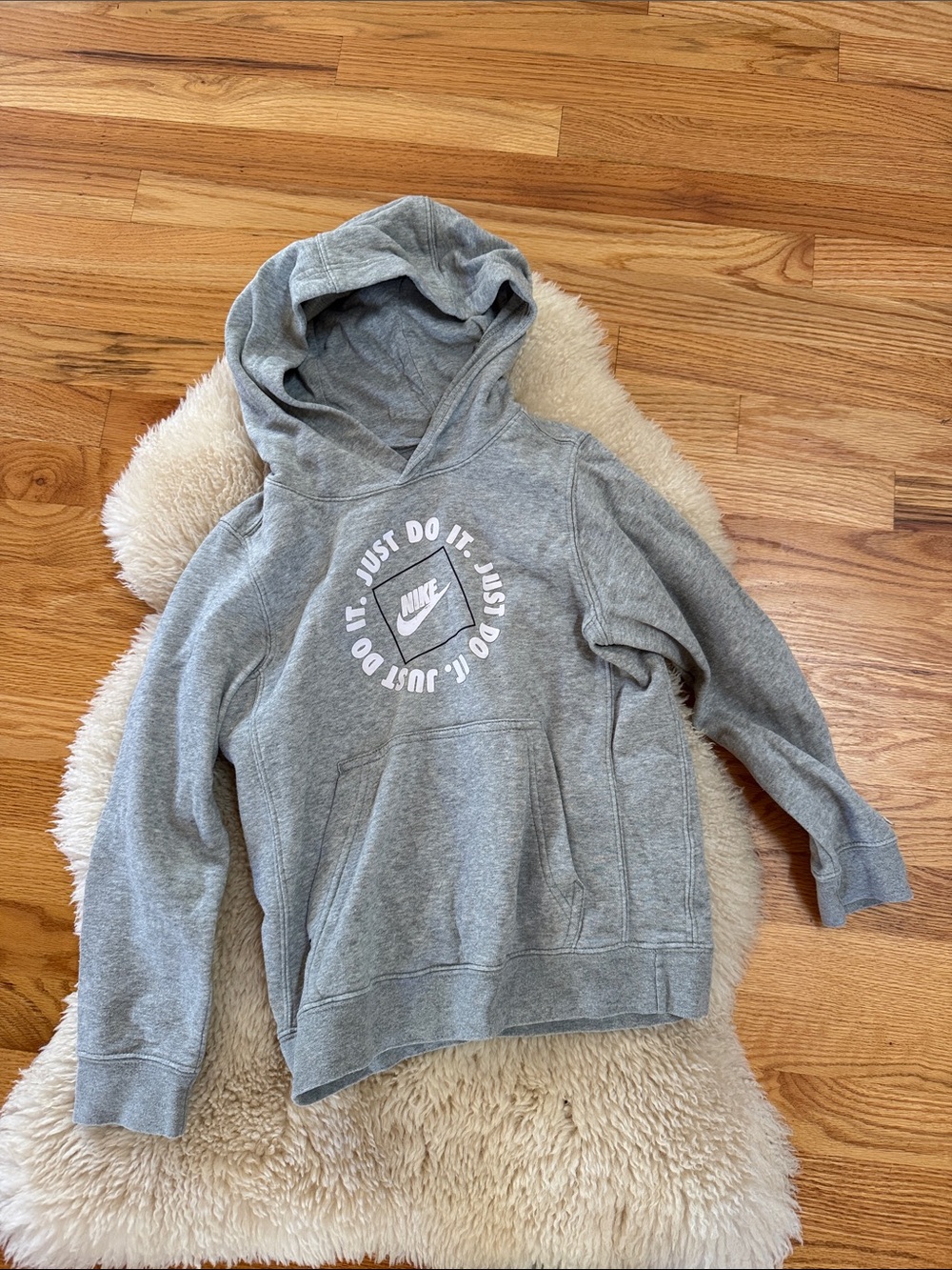 Nike Youth Gray Hoodie with 'Just Do It' Logo